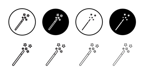 Magic wand icon Thin line art collection