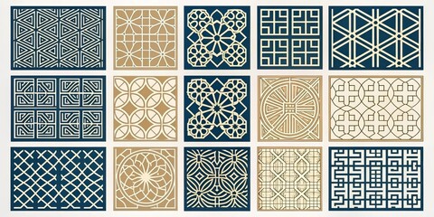 Collection of Twelve Intricate Geometric Seamless Patterns for Design Projects