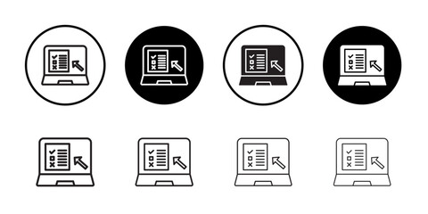 Online exam test icon Thin line art collection