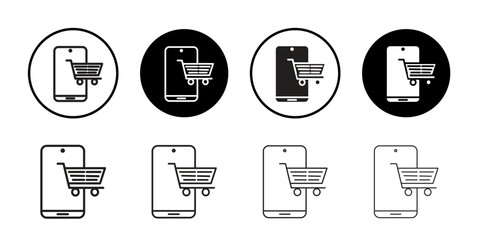 Online shopping icon Thin line art collection