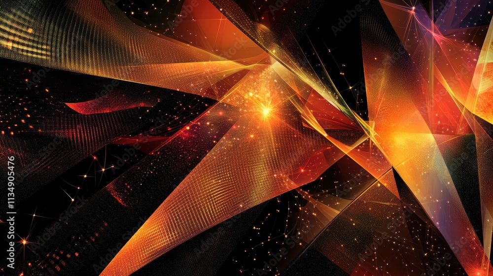 Poster vibrant abstract background with glowing waves and stars creating a dynamic cosmic atmosphere in ric