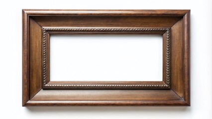 Fototapeta premium Elegant Brown Rectangular Picture Frame Isolated on White Background for Anniversary, Valentine's Day, Wedding, and Mother's Day Template Designs