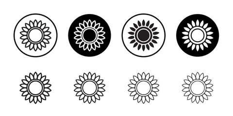 Sunflower icon Thin line art collection