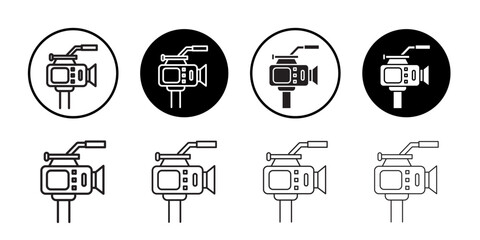TV camera icon Thin line art collection