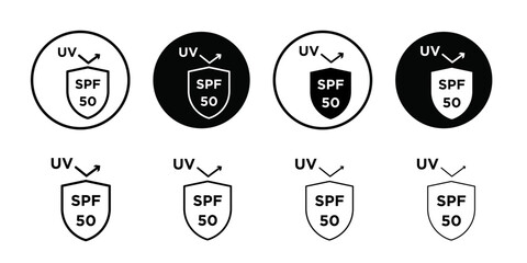UV SPF 50 protect icon Thin line art collection