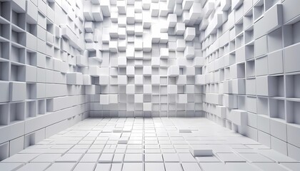 Glowing abstract 3d wallpaper with white cube textures