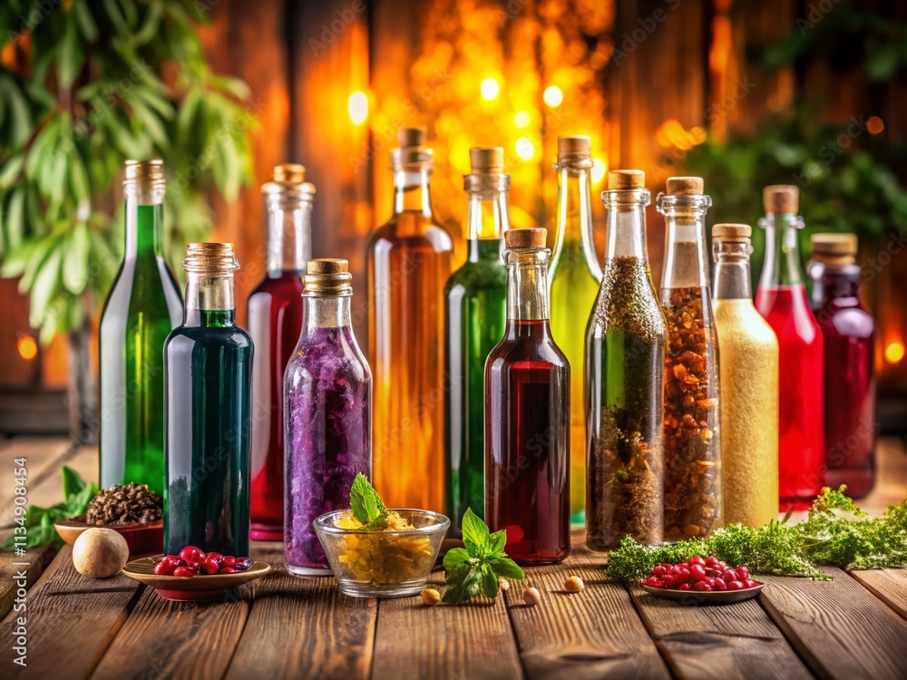 Poster elegant display of bottles with custom labels in a studio setting for packaging and branding inspira