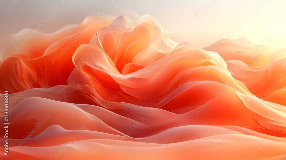 Aufkleber a vibrant abstract landscape of flowing orange and peach waves, creating a sense of warmth and fluid