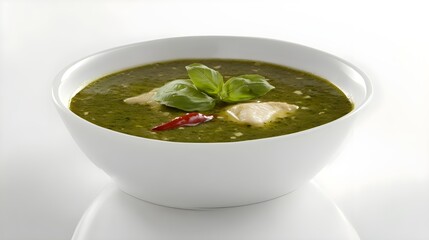 Delicious Thai Green Curry with Chicken in Bowl
