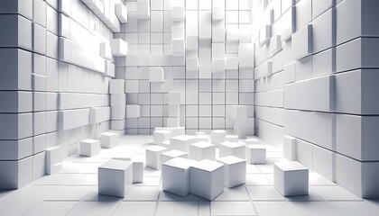 Geometric squares and cubes creating a glowing 3d texture