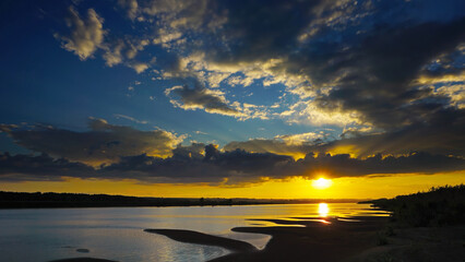 Landscape with river sunset