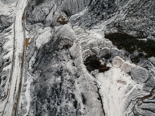 snow landscape drone view mine