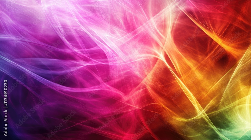 Poster vibrant abstract texture design with colorful light trails and soft gradients