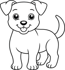 Playful Dog Line Art Vector Illustration for Coloring