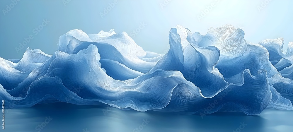 Poster an abstract representation of soft, flowing blue waves reminiscent of ocean currents, creating a cal