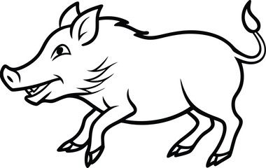 Powerful Wild Boar with Tusks Vector Illustration Design