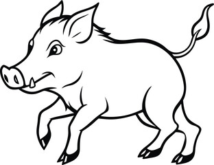 Wild Boar Charging with Tusks Vector Illustration