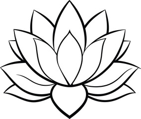 Elegant Asymmetrical Lotus Flower Line Art Vector Illustration