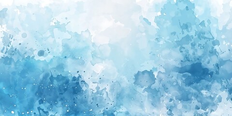 Abstract Blue Watercolor Background with Splashes and Gradient Effect