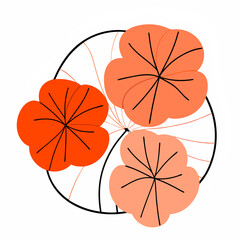 Modern Coral & Orange Floral Illustration - Vector Art for Design.