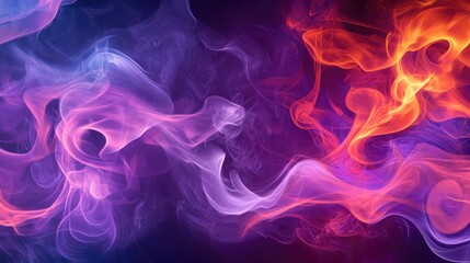 Obraz premium Vibrant abstract smoke pattern in shades of purple and orange creating a dynamic visual effect for creative backgrounds or design projects
