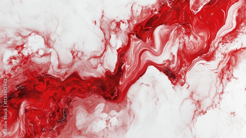 Poster abstract red and white marble texture with intricate swirling patterns for creative design and artis