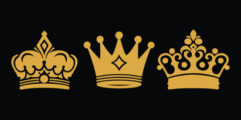 Gold crown vector, royal luxury symbol, gold crown vector