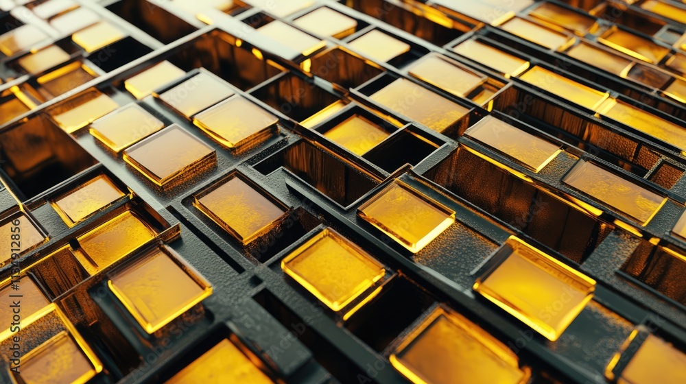 Poster abstract close-up view of solar panel structure showcasing intricate patterns and reflective surface