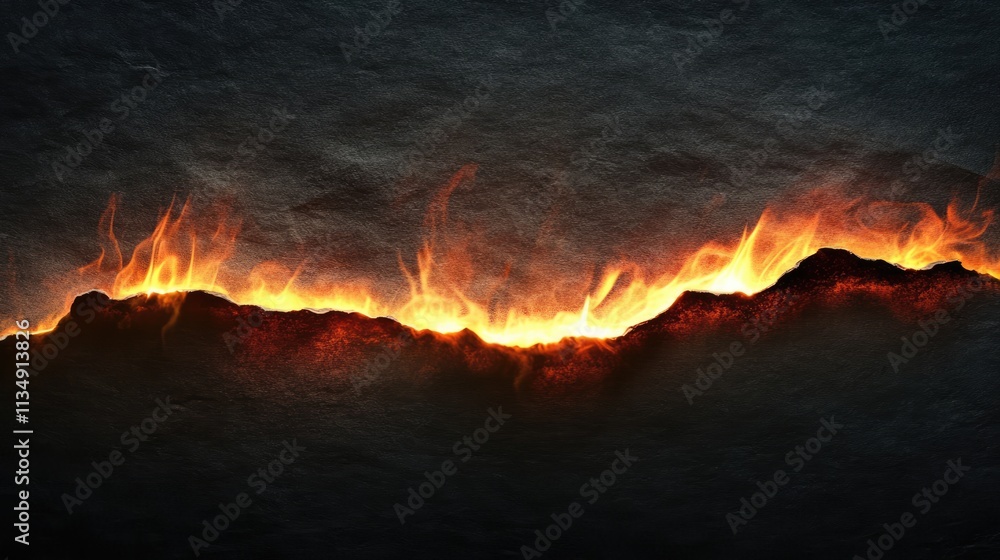 Poster abstract glowing edges of burning paper against a dark backdrop creating a striking visual contrast 