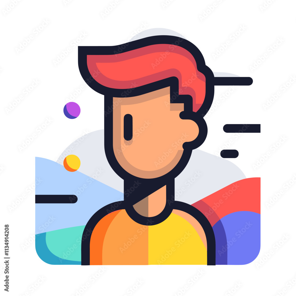 Poster man with sore throat flat color icon. isolated vector element.