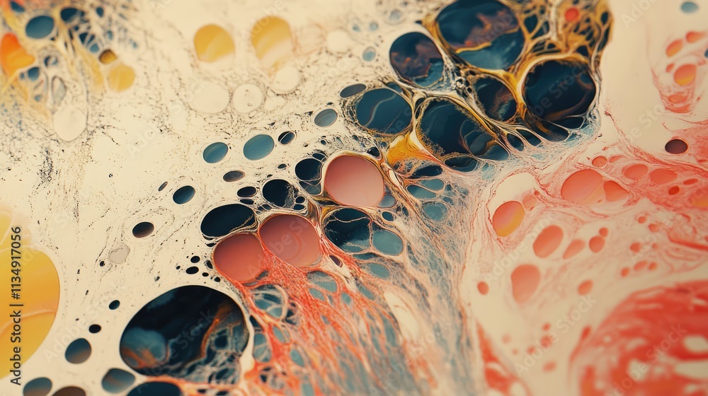 Poster colorful abstract marbling texture with vibrant swirls and circular patterns creating a visually str