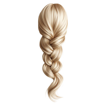 A detailed blonde braid with smooth, flowing strands, elegantly styled and cascading down.