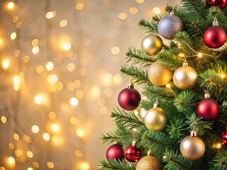 Obraz premium Elegant Minimalist Christmas Tree Decor: A Simple Yet Stunning Display of Ornaments and Lights for the Holiday Season in a Cozy, Modern Living Space