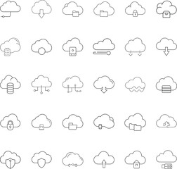 Cloud Computing Icons Storage, Sharing, Security, and Synchronization