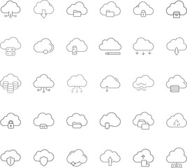 Cloud Computing Icons Storage, Sharing, Security, and Backup