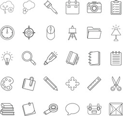 Creative Process Icons Tools, Ideas, and Organization Symbols
