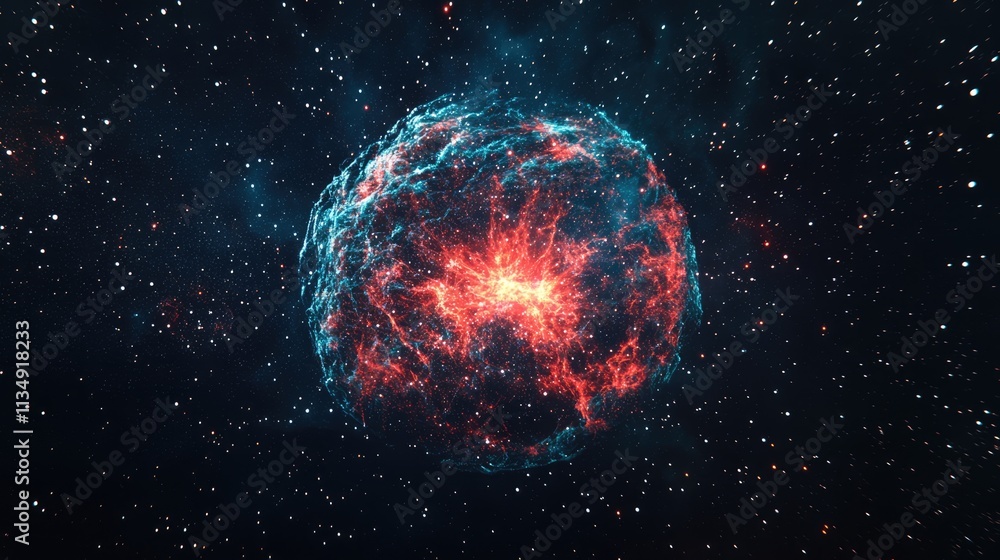 Poster vibrant cosmic explosion in space with colorful nebula and starry background for use in astronomical