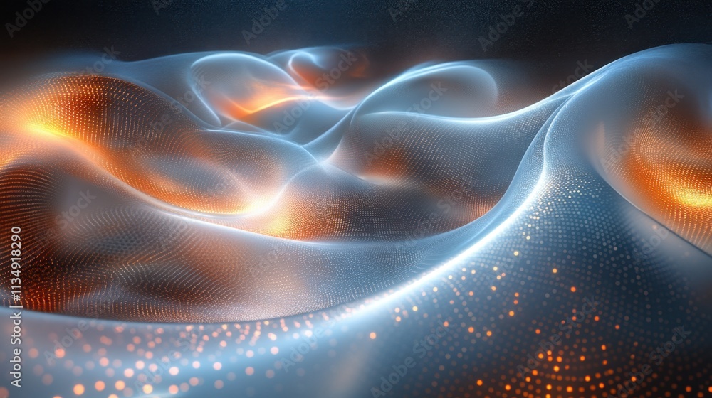 Poster flowing waves of light and energy create a mesmerizing landscape pulsating with vibrant colors and p