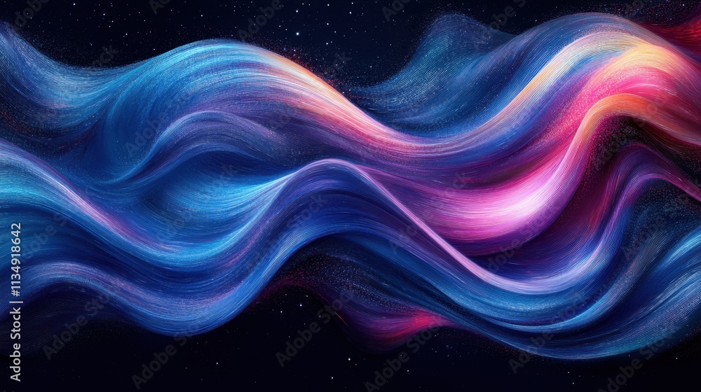 Aufkleber flowing waves of color dance against a starry backdrop in a surreal cosmic display