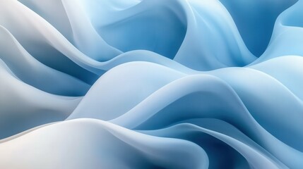 Obraz premium Flowing blue fabric waves create serene abstract background.