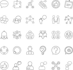 Social Network Communication Icons Networking, Connection, and Collaboration