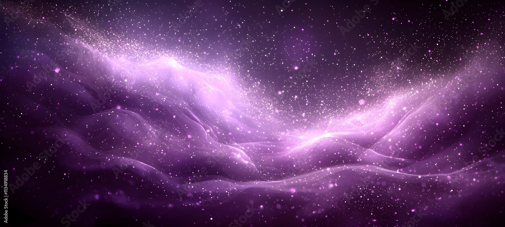 Poster a mesmerizing abstract representation of a purple nebula, featuring swirling clouds and sparkling st