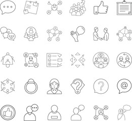 Fototapeta premium Communication, Collaboration, Networking, Teamwork, Social Media Icons Set