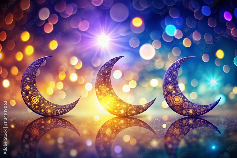 Aufkleber elegant outline silhouettes of crescent moons isolated on white background with bokeh effect for cre