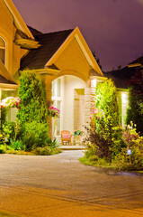 Fototapeta premium Entrance of a house at dusk in Vancouver, Canada.