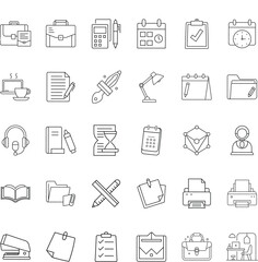 Office Supplies Icons Stationery, Tools, and Time Management