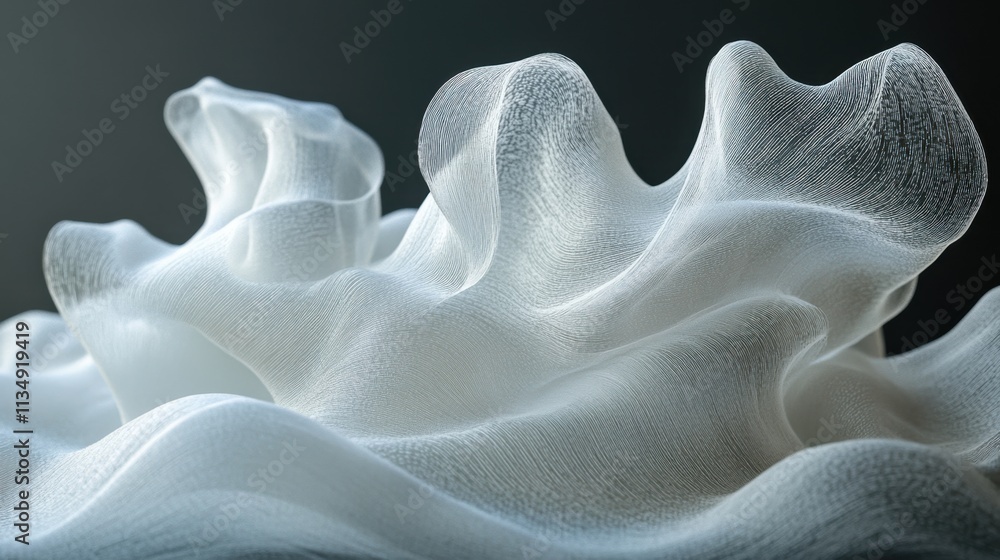 Poster softly flowing waves of translucent material capture light in an elegant dance of texture and form