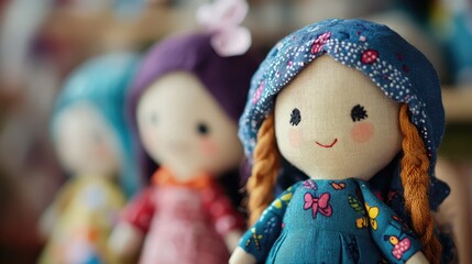 Children engaging in handmade sewing of dolls showcasing creativity and textile art at home