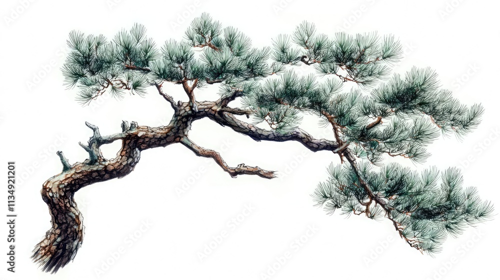 Poster isolated artistic representation of a pine tree branch featuring detailed textures and natural color