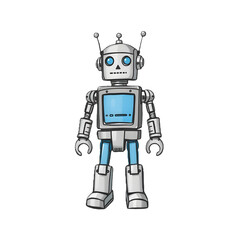 Fototapeta premium Cute Blue Retro Robot